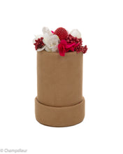 Red Flower in Mini Suede Circle Box