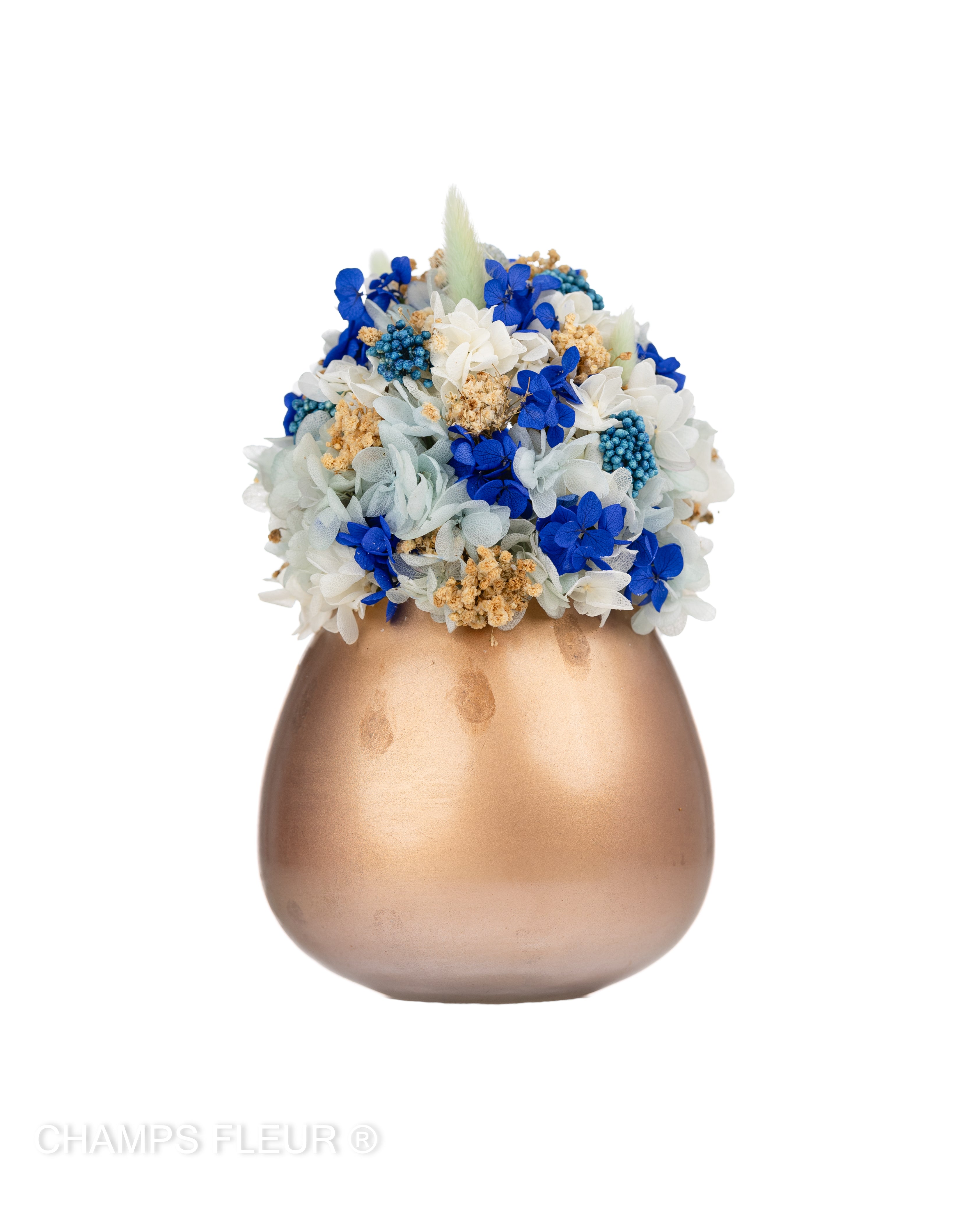 Grande - Blue Flowers in Rose Gold Vase