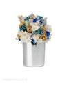 Blue Flowers in Silver Vase